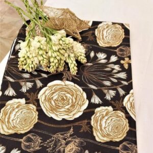 Gold Roses on Black - Runner