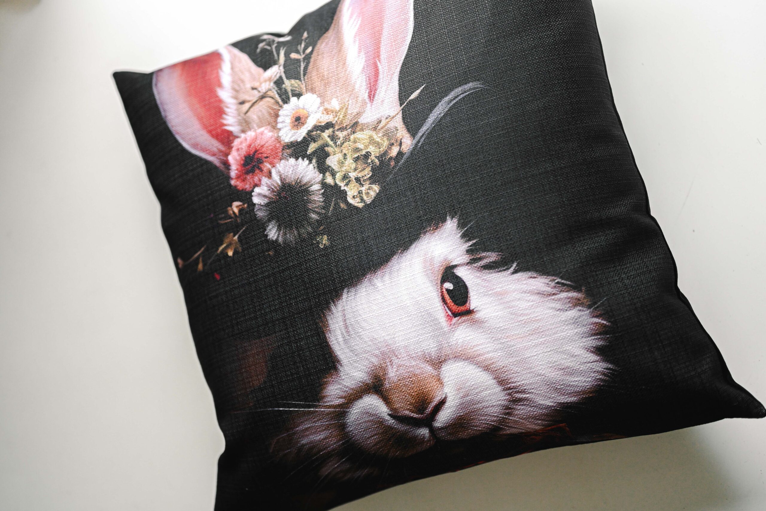 Bunny on Black - Pillow